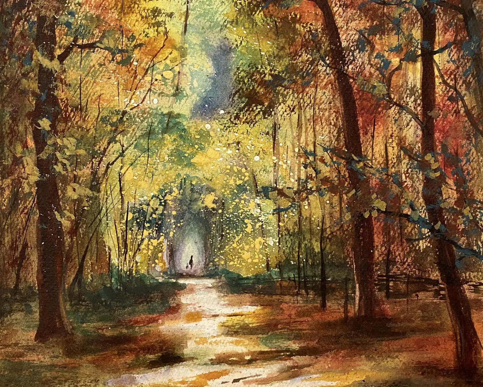 Őszi erdei ösvény – festmény a MiniMűhelyből